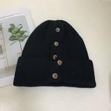 Autumn And Winter Students Keep Warm And Personalized Button Knitted Hats - Heritage cosmetics and beauty care