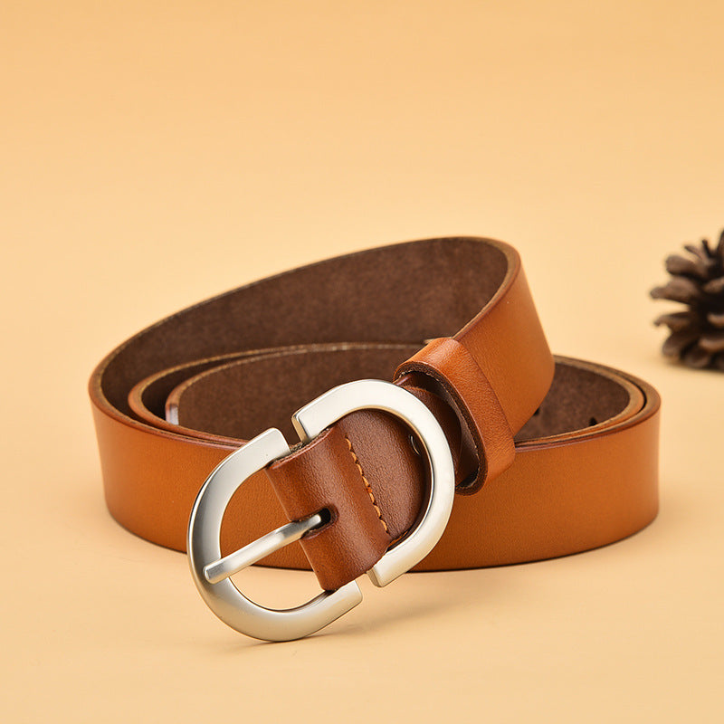 All-Match Belt pure Cowhide Korean Style Simple Pin Buckle Belt - Heritage cosmetics and beauty care