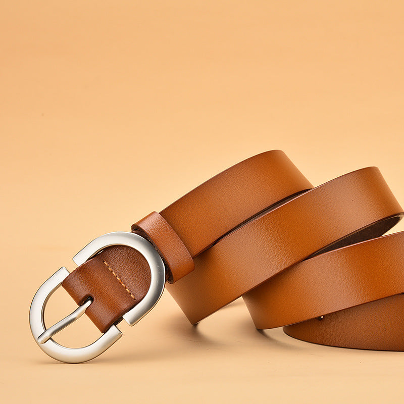 All-Match Belt pure Cowhide Korean Style Simple Pin Buckle Belt - Heritage cosmetics and beauty care