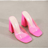 Square Toe Block Heel Sandals Transparent Pvc High Heel Sandals - Heritage cosmetics and beauty care