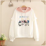 Ruffles Patchwork Cartoon Print Casual Hoodies Cotton Hooded - Heritage cosmetics and beauty care