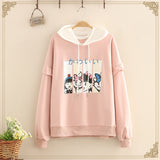 Ruffles Patchwork Cartoon Print Casual Hoodies Cotton Hooded - Heritage cosmetics and beauty care