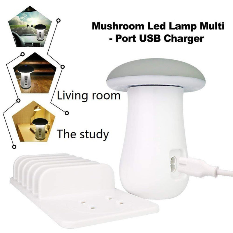 2 In 1 Multifunction Mushroom Lamp LED Lamp Holder USB Charger Home Office Supplies Heritage cosmetics and beauty care