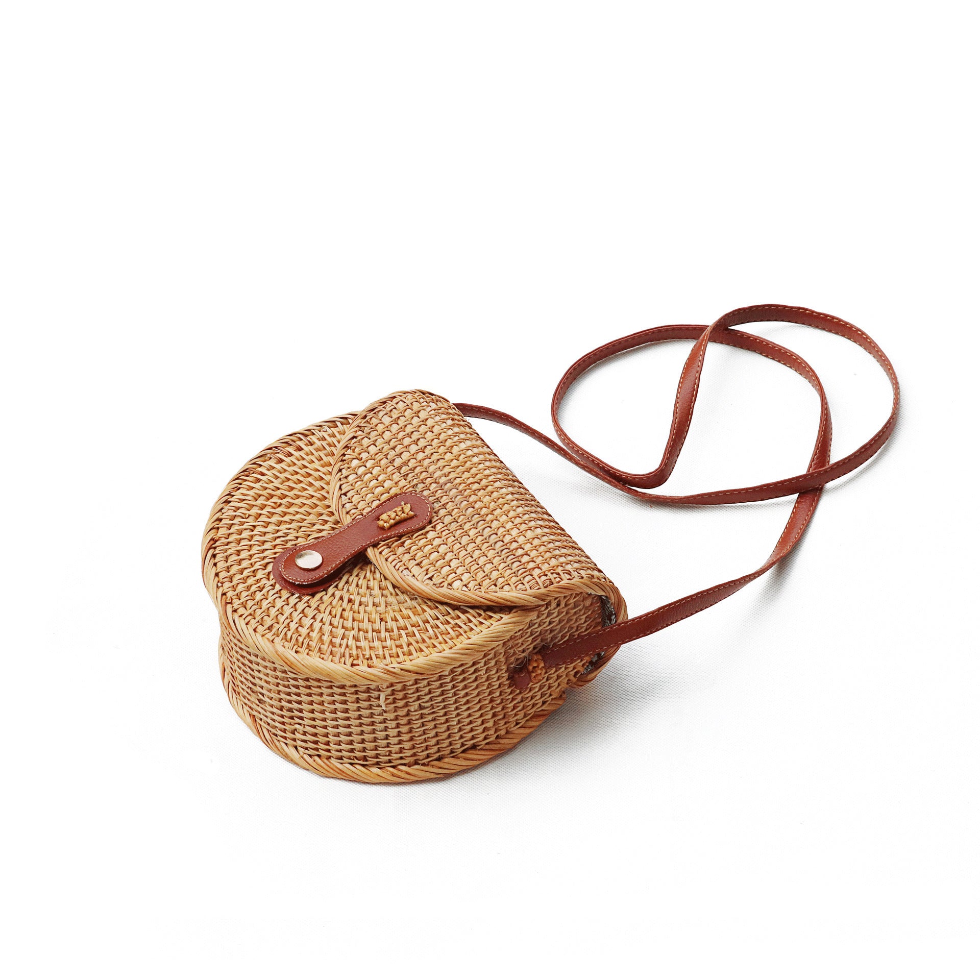 Rattan Woven Bag Semicircle Shoulder Bag Rattan Woven Bag Messenger Bag - Heritage cosmetics and beauty care