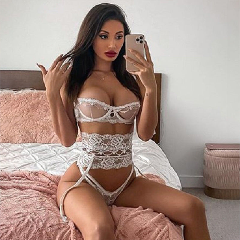 Yimunancy 3-piece Lingerie Set Women Transparent Sexy Bra Set Ladies Lace Lingerie Intimates Underwear Set - Heritage cosmetics and beauty care