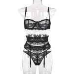 Yimunancy 3-piece Lingerie Set Women Transparent Sexy Bra Set Ladies Lace Lingerie Intimates Underwear Set - Heritage cosmetics and beauty care