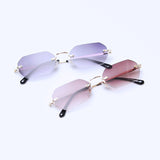 Fashion Polygon Frameless Sunglasses Street Shooting Personality Small Frame Sunglasses - Heritage cosmetics and beauty care