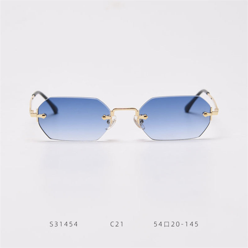 Fashion Polygon Frameless Sunglasses Street Shooting Personality Small Frame Sunglasses - Heritage cosmetics and beauty care