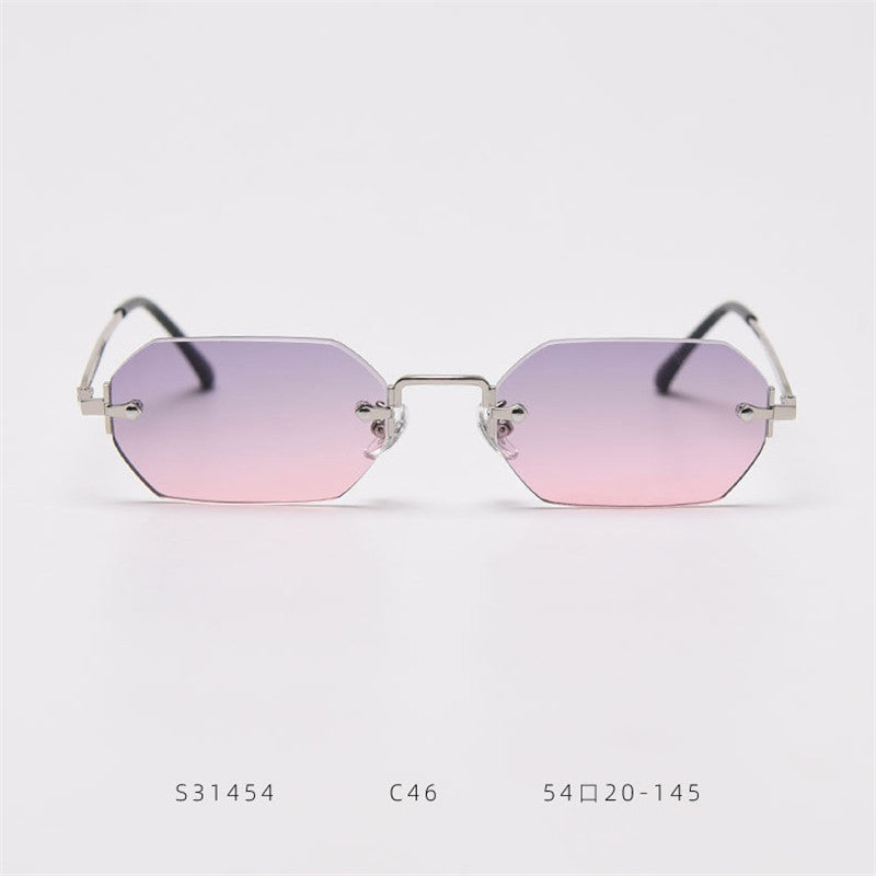 Fashion Polygon Frameless Sunglasses Street Shooting Personality Small Frame Sunglasses - Heritage cosmetics and beauty care