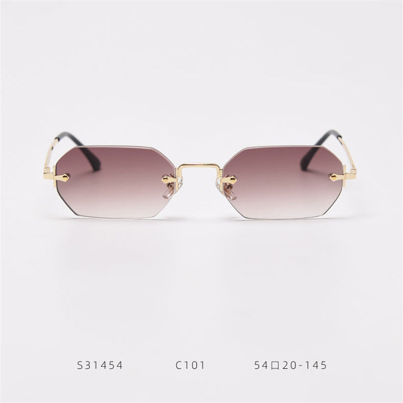 Fashion Polygon Frameless Sunglasses Street Shooting Personality Small Frame Sunglasses - Heritage cosmetics and beauty care