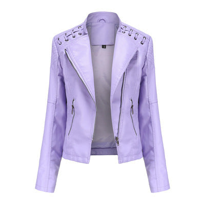 Women's Leather Jackets Women's Short Jackets Slim Thin Leather Jackets Ladies Motorcycle Suits - Heritage cosmetics and beauty care