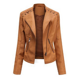 Women's Leather Jackets Women's Short Jackets Slim Thin Leather Jackets Ladies Motorcycle Suits - Heritage cosmetics and beauty care