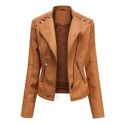 Women's Leather Jackets Women's Short Jackets Slim Thin Leather Jackets Ladies Motorcycle Suits - Heritage cosmetics and beauty care