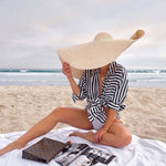 25CM Wide Brim Oversized Beach Hats For Women Large Straw Hat UV Protection - Heritage cosmetics and beauty care