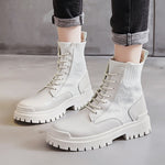 Spot Winter New High Top British Martin Boots Korean Fashion Short Boots Solid Lace Up Women"s Shoes - Heritage cosmetics and beauty care