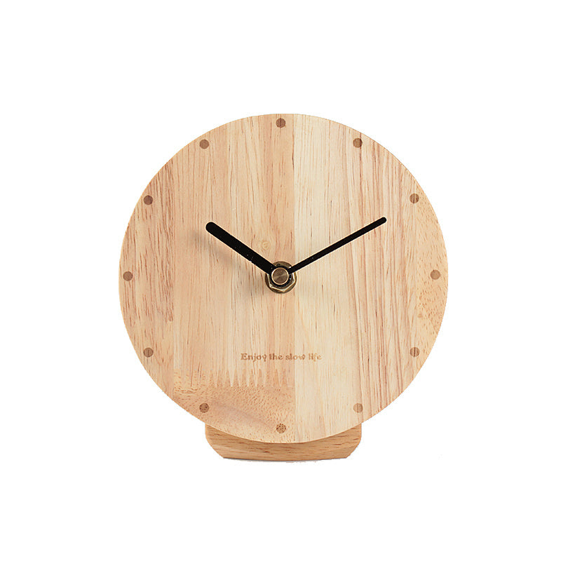 Wooden Clock Simple Solid Wood Desk Clock Table Clock Silent Ornament Clock Sitting Clock Living Room Creative Personality Clock - Heritage cosmetics and beauty care