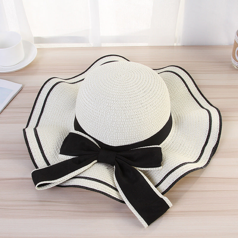 Summer Sun Hat Women Straw Hats Sunshade Panama  Fashion Bow Beach Hat Foldable Travel Caps - Heritage cosmetics and beauty care