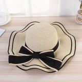 Summer Sun Hat Women Straw Hats Sunshade Panama  Fashion Bow Beach Hat Foldable Travel Caps - Heritage cosmetics and beauty care