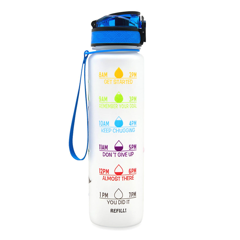 1L Tritan Water Bottle With Time Marker Bounce Cover Motivational Water Bottle Cycling Leakproof Cup For Sports Fitness Bottles - Heritage cosmetics and beauty care