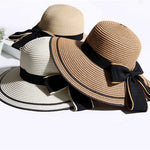 Sun Hat Big Black Bow Summer Hats For Women Foldable Straw Beach Panama Hat Visor Wide Brim Femme Female New - Heritage cosmetics and beauty care