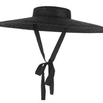 GEMVIE Black Wide Brim Flat Top Straw Hat Summer Hats For Women Ribbon Beach  Boater Fashionable Sun Hat With Chin Strap - Heritage cosmetics and beauty care