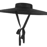 GEMVIE Black Wide Brim Flat Top Straw Hat Summer Hats For Women Ribbon Beach  Boater Fashionable Sun Hat With Chin Strap - Heritage cosmetics and beauty care