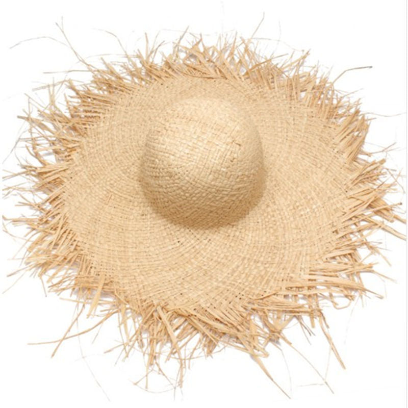 NEW Handmade Women Straw Sun Hats Large Wide Brim Gilrs High Quality Natural Raffia Panama Beach Straw Sun Caps For Holiday - Heritage cosmetics and beauty care