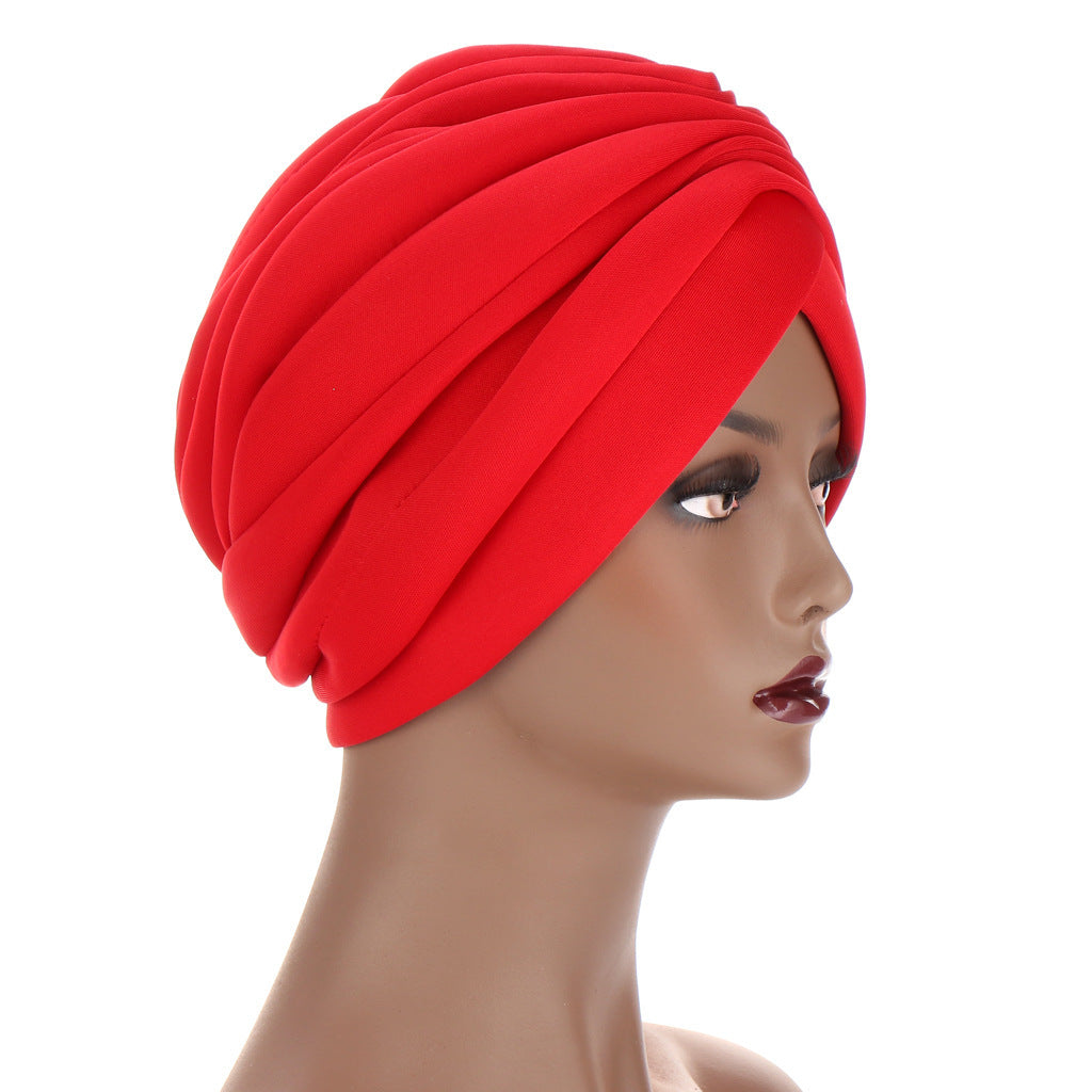 New Headwraps Hats For Women Solid Twist Ruffle Cotton Caps Chemo Beanies Turban Headwear Hats For Cancer - Heritage cosmetics and beauty care