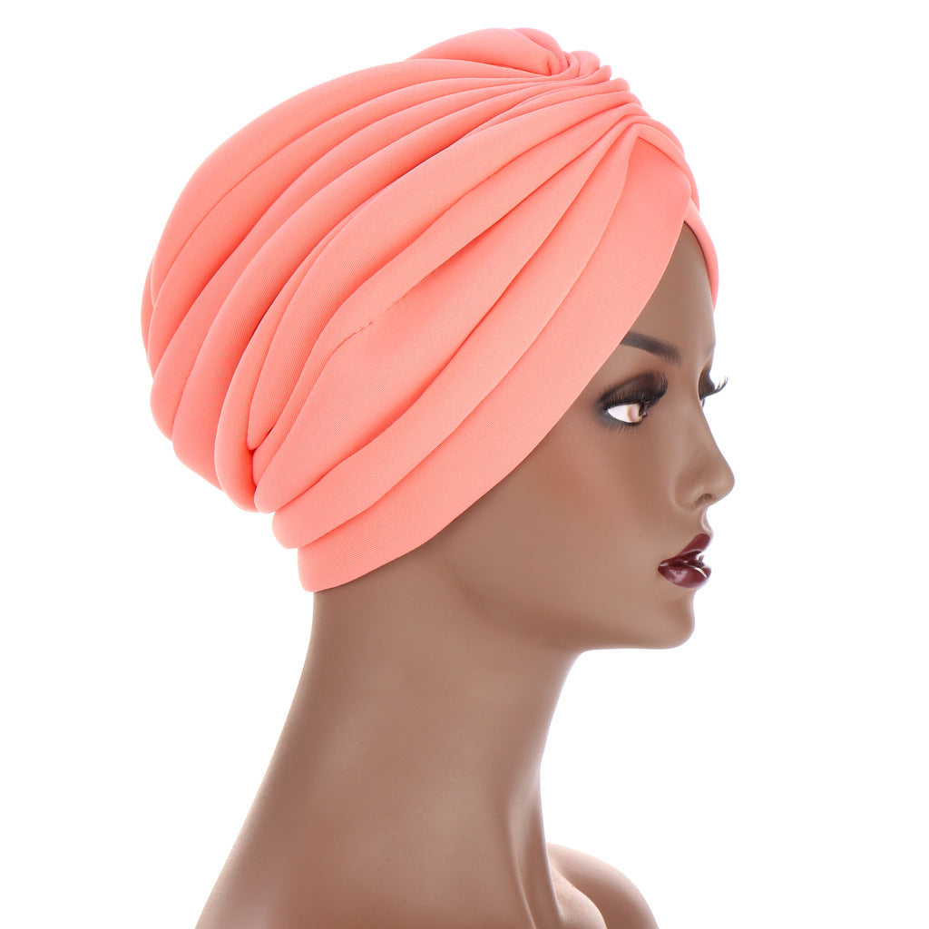 New Headwraps Hats For Women Solid Twist Ruffle Cotton Caps Chemo Beanies Turban Headwear Hats For Cancer - Heritage cosmetics and beauty care