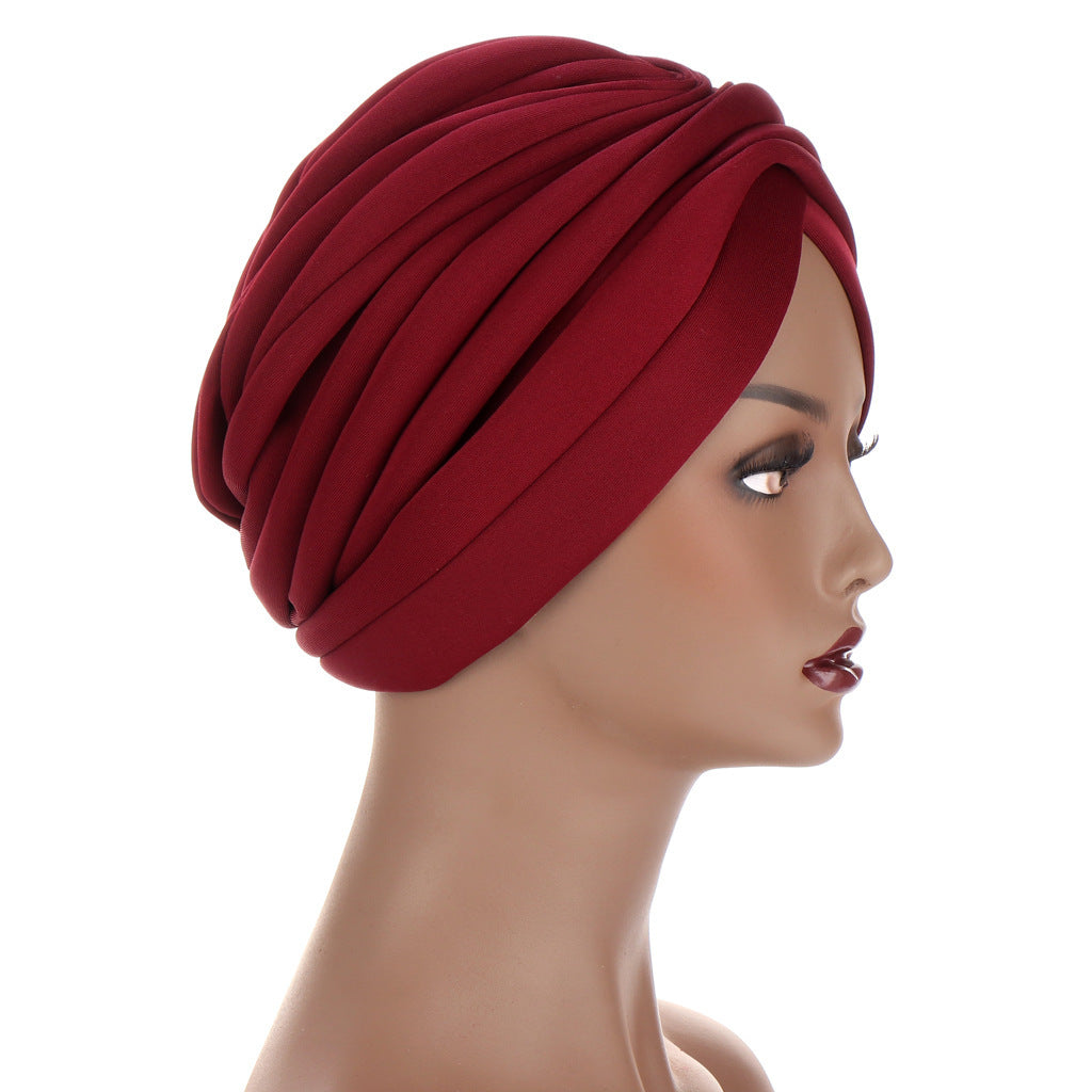 New Headwraps Hats For Women Solid Twist Ruffle Cotton Caps Chemo Beanies Turban Headwear Hats For Cancer - Heritage cosmetics and beauty care