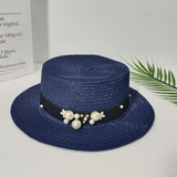 Parent-child Sun Hat Cute Children Sun Hats Pearl Bow Hand Made Women Straw - Heritage cosmetics and beauty care