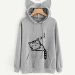 Female Women Casual Hoodies Sweatshirt Long Sleeve Hoody Cute Ears Printed Hoodies Tracksuit outerwear Sweatshirt - Heritage cosmetics and beauty care