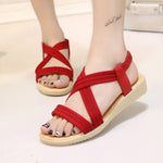 Women's Flat Fish Mouth Sandals Solid Color Elastic Band Roman Sandals - Heritage cosmetics and beauty care