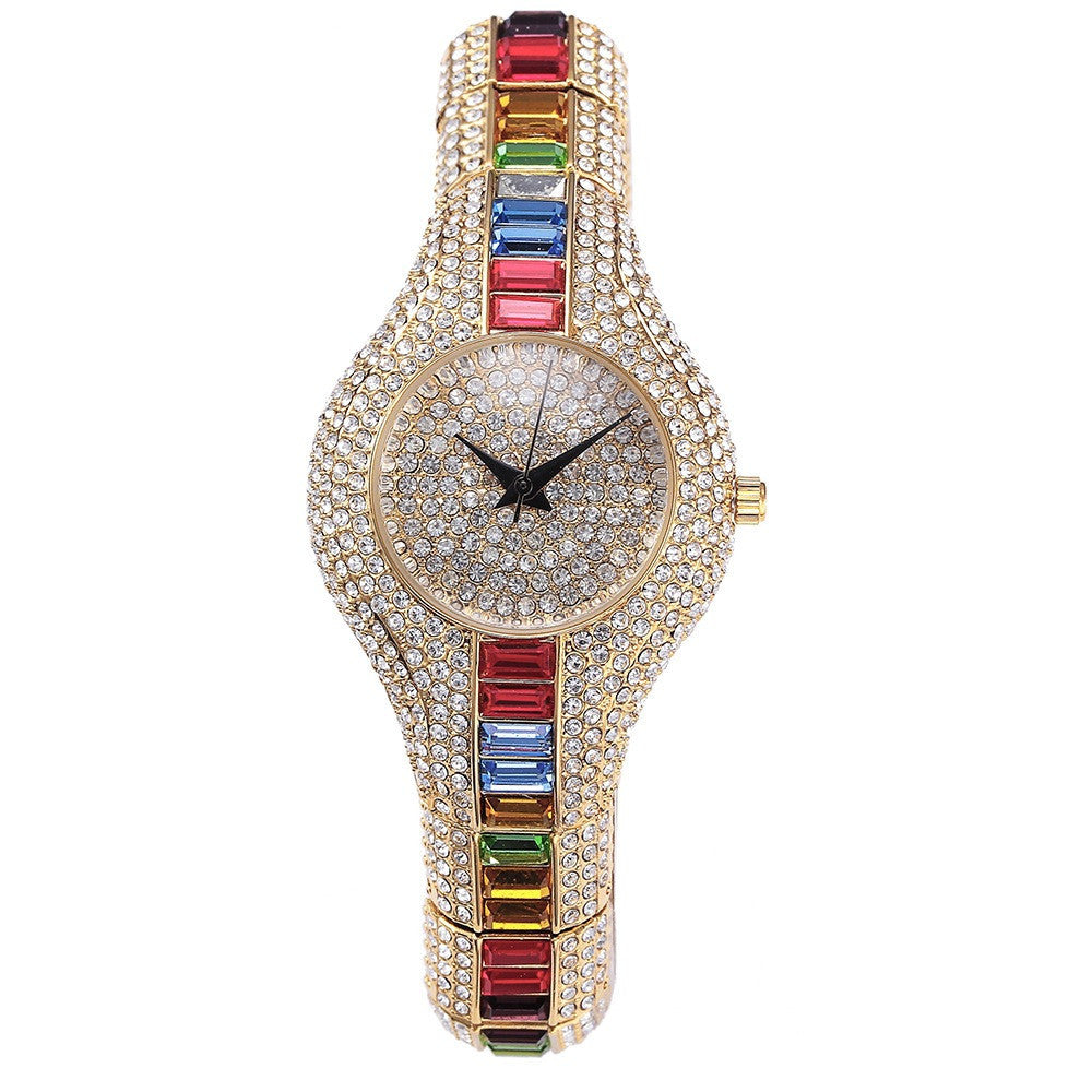 Fashion Watch With Diamonds And Colorful Stones Full Of Diamonds European-Style High-End Watches For Women - Heritage cosmetics and beauty care