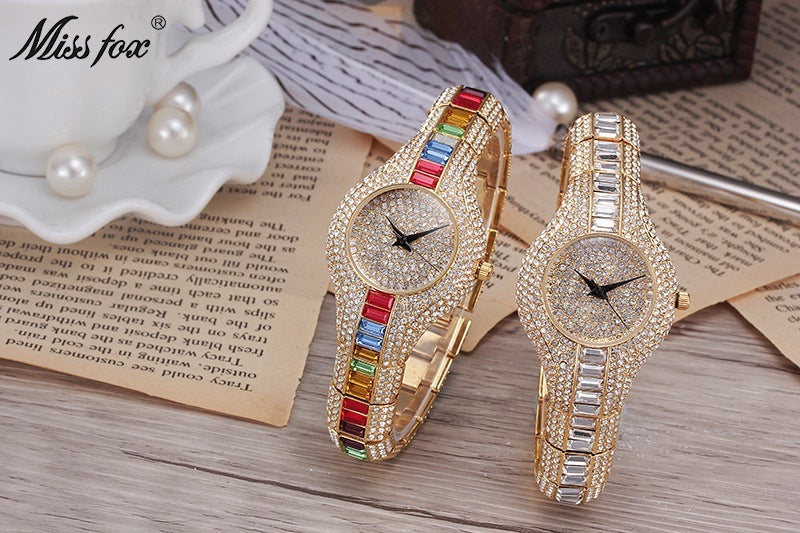 Fashion Watch With Diamonds And Colorful Stones Full Of Diamonds European-Style High-End Watches For Women - Heritage cosmetics and beauty care