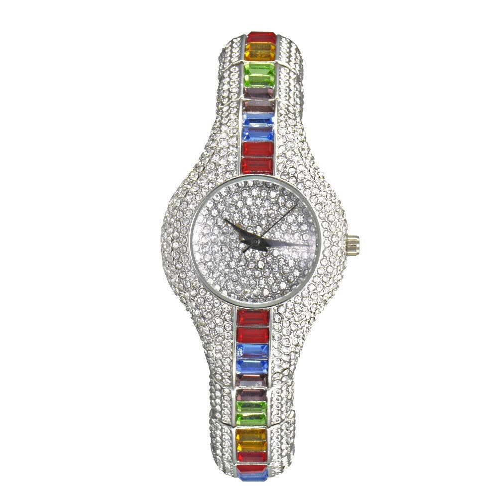 Fashion Watch With Diamonds And Colorful Stones Full Of Diamonds European-Style High-End Watches For Women - Heritage cosmetics and beauty care