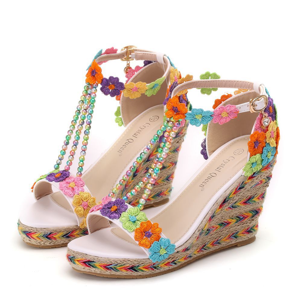 Rainbow Lace Beaded Sandals - Heritage cosmetics and beauty care