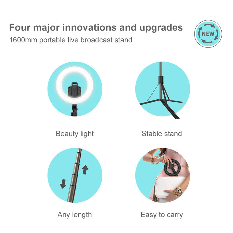 Compatible with Apple, Mobile Phone Live Support 8 Inch Beauty Led Ring Light Photography Light Tripod - Heritage cosmetics and beauty care