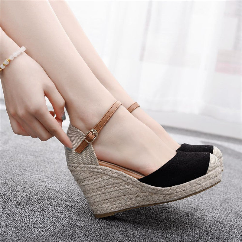 Fashion Mary Jane Wedge Sandals Round Toe Platform Wedge Sandals - Heritage cosmetics and beauty care