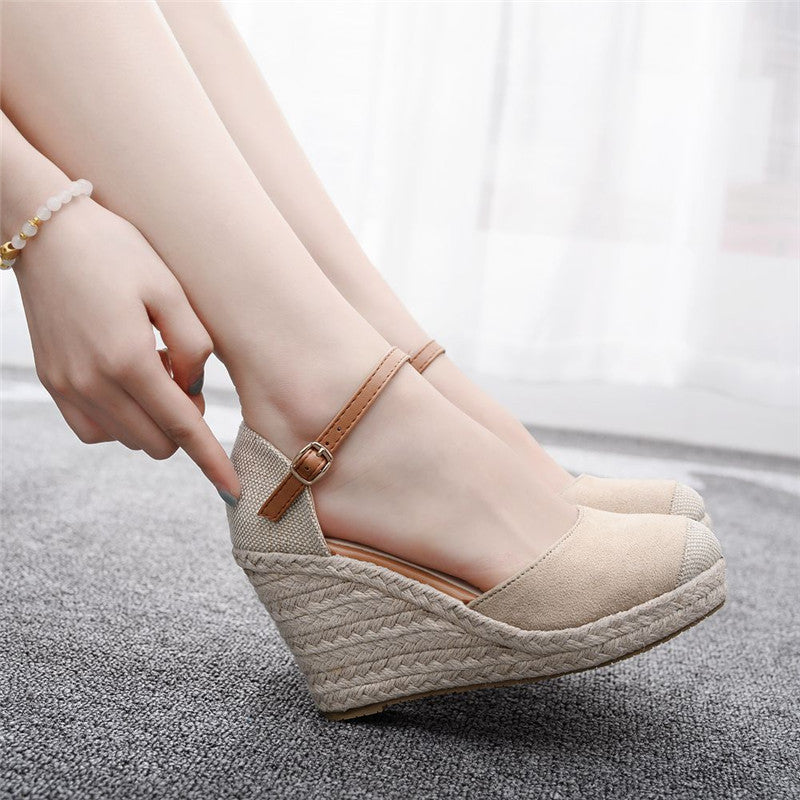 Fashion Mary Jane Wedge Sandals Round Toe Platform Wedge Sandals - Heritage cosmetics and beauty care