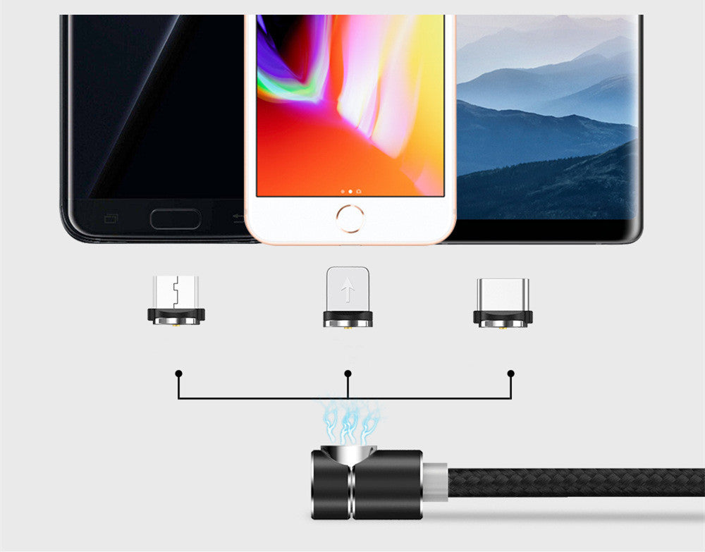 Compatible with Apple , Magnetic Data Cable Elbow Androsterol  Type-C Blind Magnetic Nylon Circular L-Shaped Magnetic Charging Cable Heritage cosmetics and beauty care