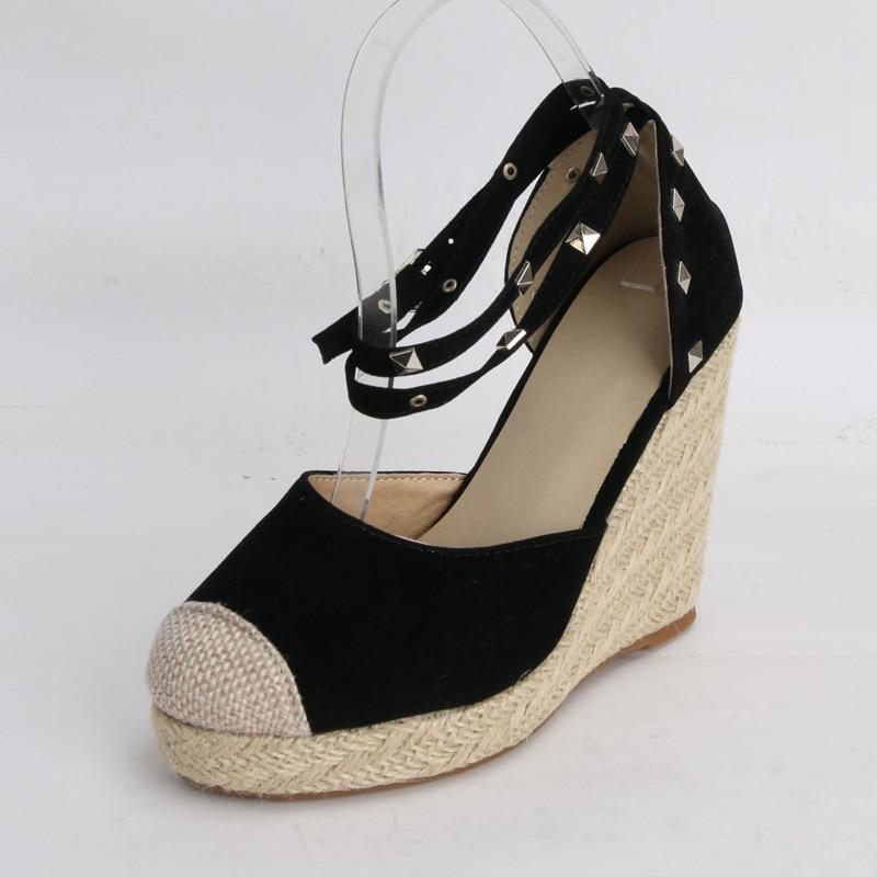 Womens Pumps Shoes Espadrilles Wedges Platform Ankle Buckle Rivet - Heritage cosmetics and beauty care