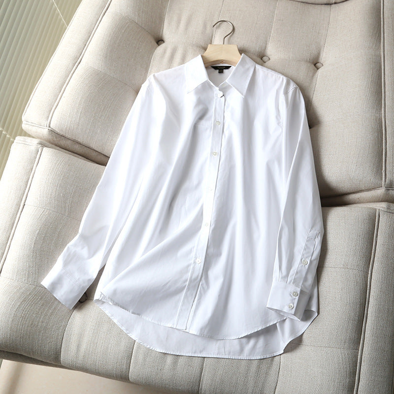 European And American Spring And Autumn New Solid Color Shirts For Ladies, Simple Temperament, Casual Basic Poplin Ladies Shirts Heritage cosmetics and beauty care