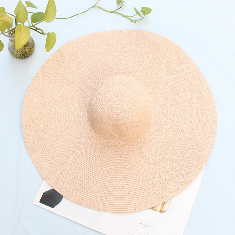 25CM Wide Brim Oversized Beach Hats For Women Large Straw Hat UV Protection - Heritage cosmetics and beauty care