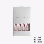 Wearing Nails, Rose Gold And Beveled Edge French Manicure, Long Ballet Nails, Fake Nails, Finished Products, Boxed - Heritage cosmetics and beauty care