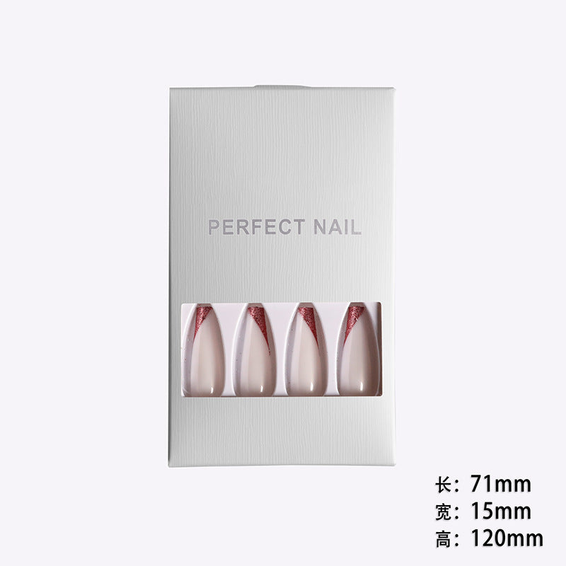 Wearing Nails, Rose Gold And Beveled Edge French Manicure, Long Ballet Nails, Fake Nails, Finished Products, Boxed - Heritage cosmetics and beauty care