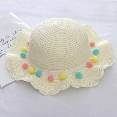 Summer Children'S Bags, Hats, Female Decoration, Small Colored Balls, Sunscreen, Lace, Beach Hats, Breathable Sandals - Heritage cosmetics and beauty care