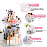 Diamond Pattern Cosmetic Desktop 360 Rotating Storage Box Acrylic Box Dressing Table Lipstick Skin Care Product Storage - Heritage cosmetics and beauty care