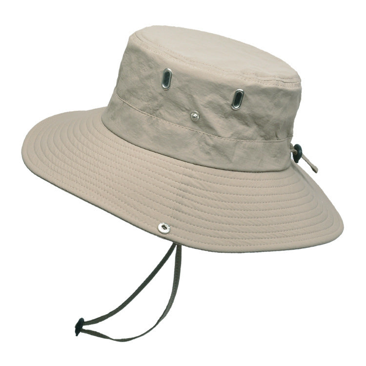 Summer Men'S Breathable Sunshade Travel Outdoor Fishing Sunscreen Solid Color Big Brim Fisherman Hat - Heritage cosmetics and beauty care