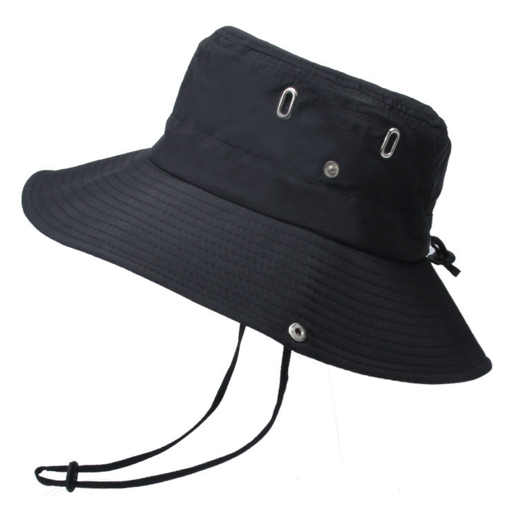 Summer Men'S Breathable Sunshade Travel Outdoor Fishing Sunscreen Solid Color Big Brim Fisherman Hat - Heritage cosmetics and beauty care